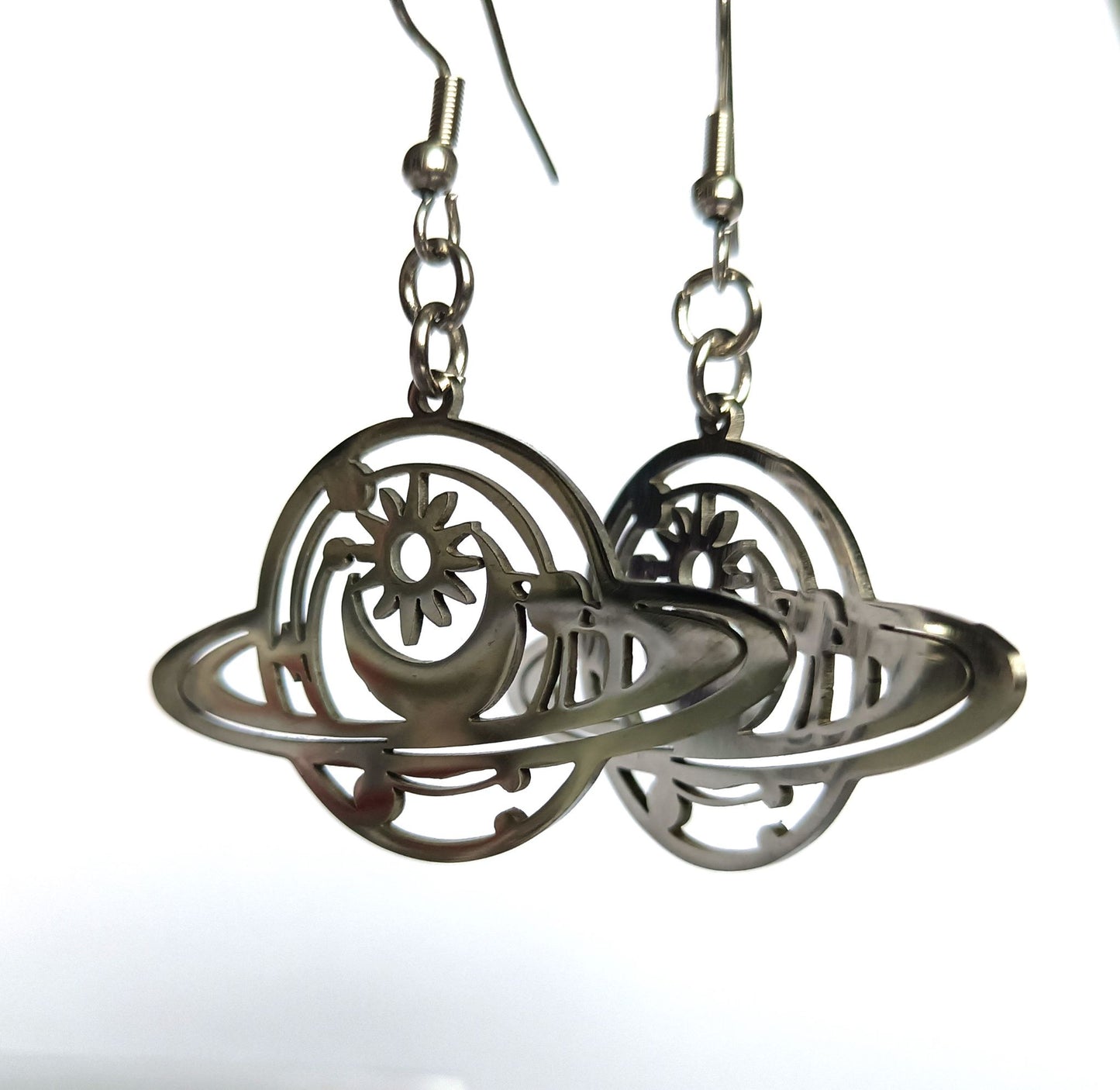 Planeten-Ohrringe aus Edelstahl